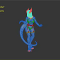 White Humanoid Fantasy Creature 3D Model With Tail Pointed Ears Claws And Sleek Design