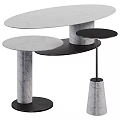Modern Marble Coffee Table With Oval Top And Black Base In Different Heights