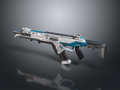 Futuristic Sci Fi Rifle With Blue And White Modern Design And Detailed Structure 3d model