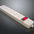 White Long Strip Design Switch Panel With Multiple Outlets And Red Control Button