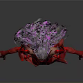 Fantasy Demon Character Red Outfit With Horns And Purple Shoulder Decorations
