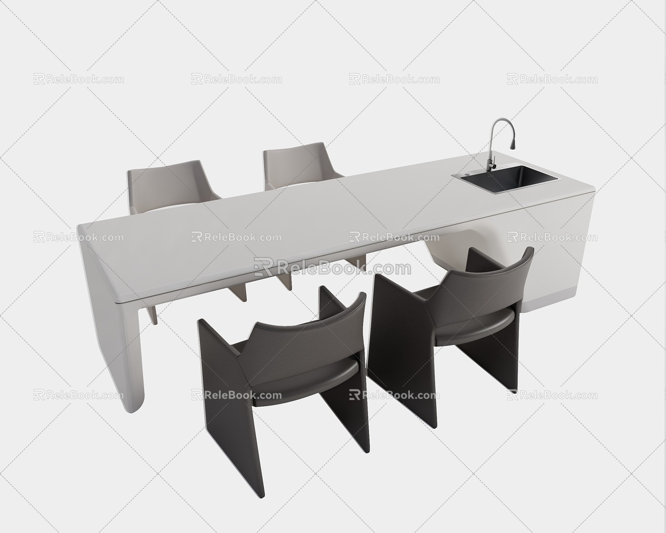 Modern Bar Table and Chair Combination 3d model