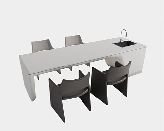 Modern Bar Table and Chair Combination 3d model