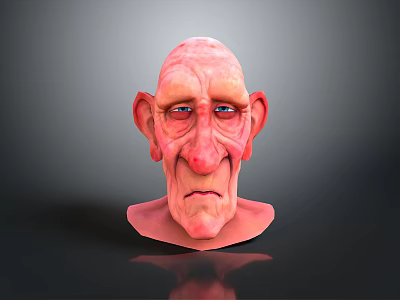 Realistic 3D Elderly Male Game Movie Character With Wrinkled Face Large Ears And Blue Eyes 3d model