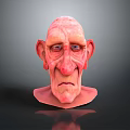 Realistic 3D Elderly Male Game Movie Character With Wrinkled Face Large Ears And Blue Eyes