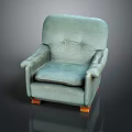 Light Green Upholstered Single Sofa With Armrests And Wooden Legs Design