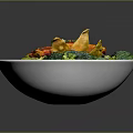 Healthy Fresh Food Bowl With Grilled Chicken Broccoli Red Bell Peppers And Crispy Tortilla Strips