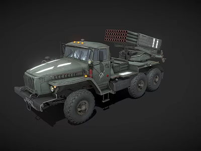 Green Military 6x6 Truck Mounted With Multiple Rocket Launcher System 3d model