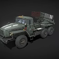 Green Military 6x6 Truck Mounted With Multiple Rocket Launcher System