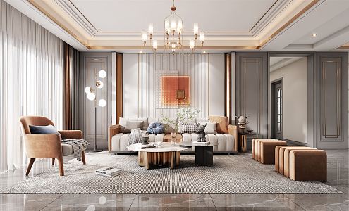 Light Luxury Living Room 3d model