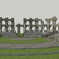 Ancient Roman Ruins With Arches Columns And Circular Stone Plaza