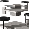 Modern Sofa and Coffee Table Set With Concrete Glass Top And Metal Legs Design