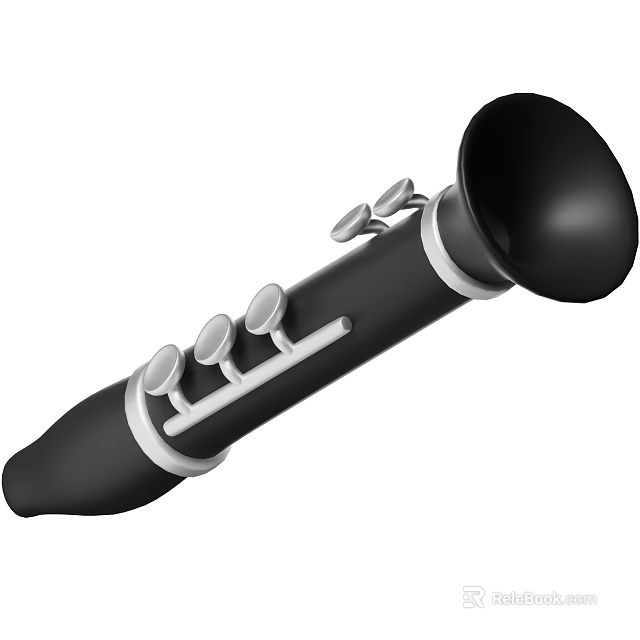 Professional Black Clarinet Woodwind Instrument With Silver Keys For Music Performance 3d model 