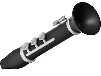 Professional Black Clarinet Woodwind Instrument With Silver Keys For Music Performance 3d model