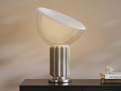 Modern Transparent Table Lamp With White Top Silver Base And Decorative Book 3d model