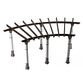 Elegant Pergola With Curved Top Dark Supporting Beams And White Columns Decorative Bases
