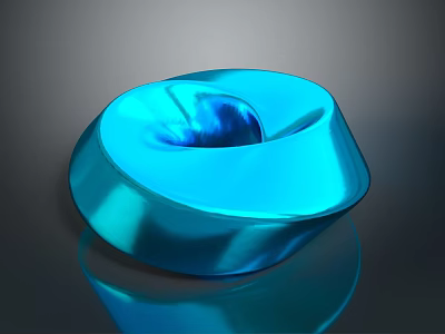 Modern Shiny Blue Twisted Ring Sculpture With Smooth Reflective Surface 3d model