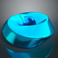 Modern Shiny Blue Twisted Ring Sculpture With Smooth Reflective Surface 3d model