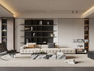 Modern Italian Living Room Sofa Coffee Table Combination Leisure Chair Sofa Stool Floor Lamp Sofa Background Wall 3d model