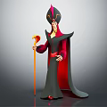 Mysterious Character In Black And Red Robe With Pointed Hat Holding Staff