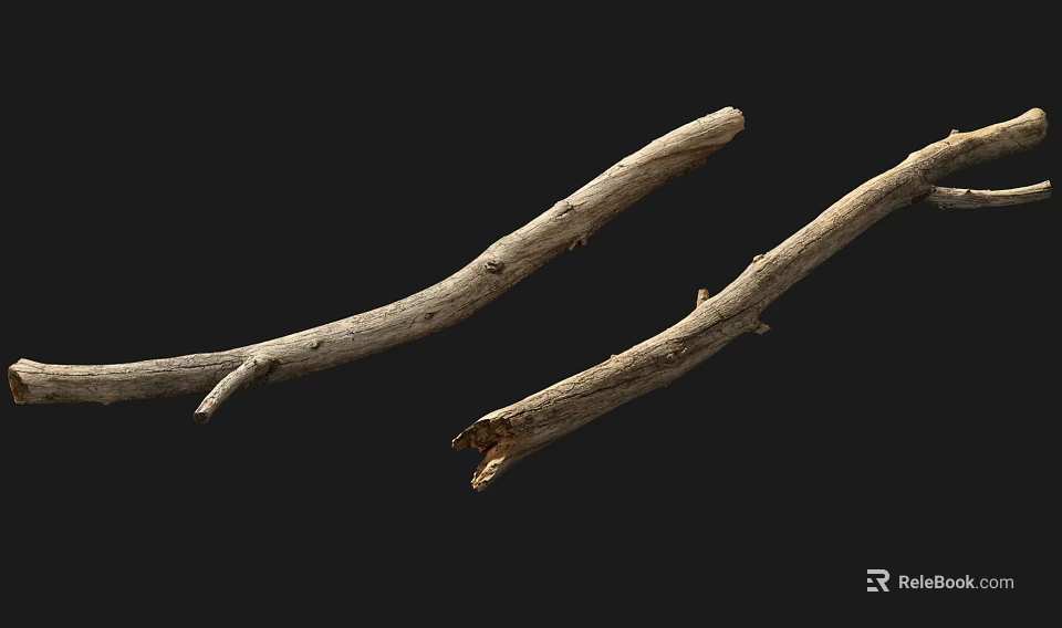 Natural Wood Branches With Rough Texture And Unprocessed Appearance Design 3d model 