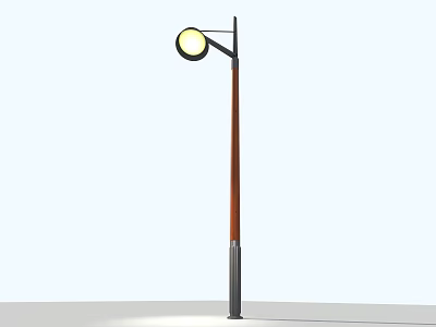Modern Outdoor Street Light with Slim Brown Gray Pole and Round Illuminated Lamp Head 3d model