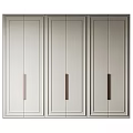 Modern Wardrobe with Light Gray Doors and Long Metal Handles in Minimalist Design