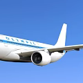 Oasis Airlines White Passenger Aircraft With Blue Stripe Tail Fin And Four Engines Design
