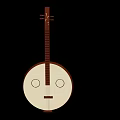 Brown And White Pipa Instrument With Long Neck And Round Body On White Tiled Floor