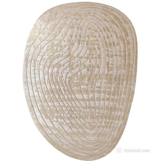 Textured Square Rug With Wavy Patterns In Beige And Cream Tones 3d model