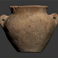 Brown Clay Pot With Two Handles And Textured Surface On Dark Background 3d model