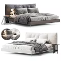 Modern Soft Padded Double Bed With Matching Bedding And Side Tables For Stylish Home Bedroom