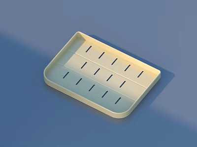 Practical Light Colored Plastic Storage Tray with Dividers for Household Item Organizing 3d model