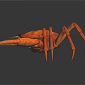 Red Crab With Large Claws On Black Background And Shiny Reflection