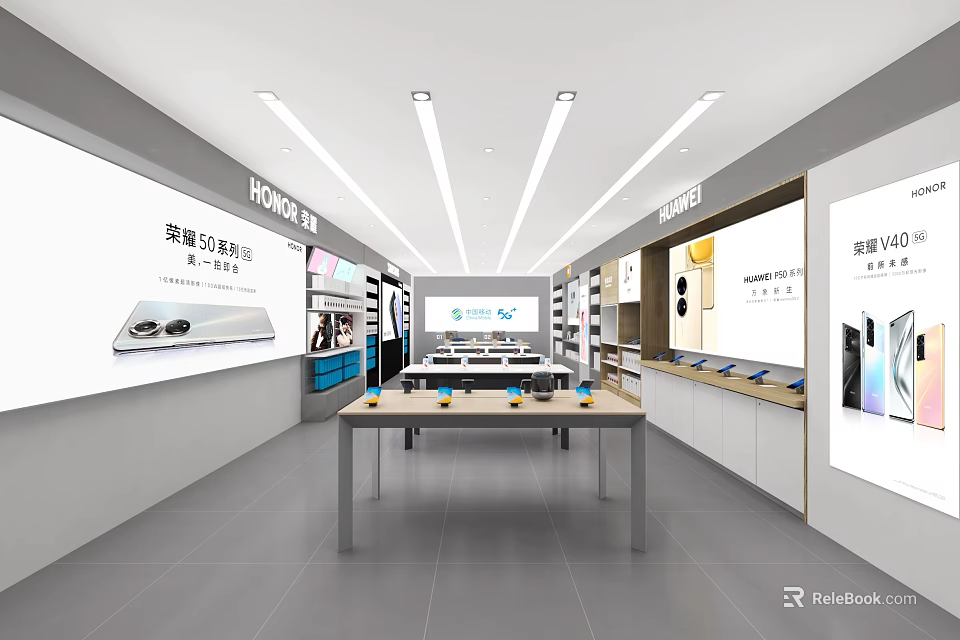 HOVIT Smart Headphone Store Interior With Display Counters And Product Displays 3d model 