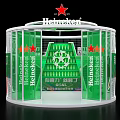 Heineken Interactive Zone Featuring Green Branded Panels And Red Star Logos 3d model