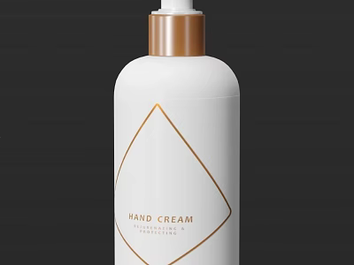 Luxury Hand Cream Cosmetics In White Bottle With Gold Diamond Design And Professional Line 3d model