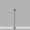 Modern Floor Lamp With Black Pole And Warm Orange Glow On White Background