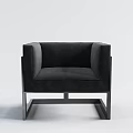 Modern Black Accent Chair With Square Arms And Metal Frame Design