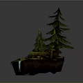 Mini Natural Forest Scene With Pine Trees Fallen Log Mushrooms Rocks And Waterfall