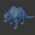 Green Triceratops Toy Model With Spiked Frill Yellow Horns And Open Mouth On Dark Background