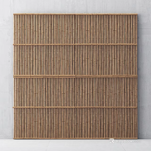 Modern Building Exterior Wall Design With Bamboo Slats Grille And Vertical Structure 3d model 
