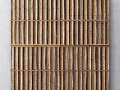 Modern Building Exterior Wall Design With Bamboo Slats Grille And Vertical Structure 3d model
