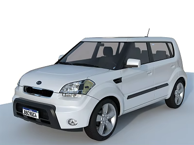 White Kia Soul Compact SUV With Boxy Design Black Accents And Silver Wheels 3d model