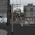 Scenic Traditional Commercial Street With Historic Buildings Storefronts And Pedestrians
