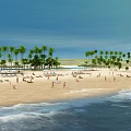 Beautiful Tropical Sandy Beach Landscape With Lush Palm Trees Gentle Sea Waves And Clear Sky