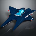 Futuristic Blue Spaceship With Streamlined Design Transparent Cockpit And Red Indicator Lights
