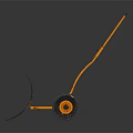 Orange Wheeled Snow Shovel With Black Handle Wheels And Metal Blade