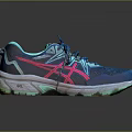 Blue Sports Shoes with Pink Teal Accents Mesh Upper and White Green Sole