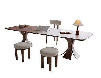 modern desk chair desk stool lamp 3d model